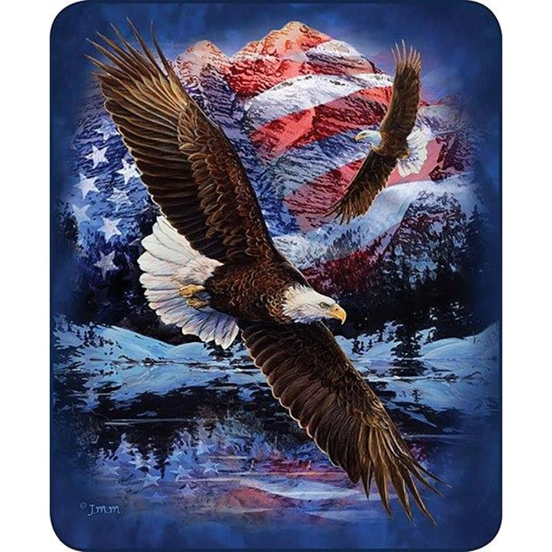 Snow Eagle Flag Faux Fur Luxury Blanket