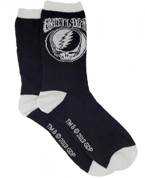 Grateful Dead - Black and White Steal Your Face Novelty Socks