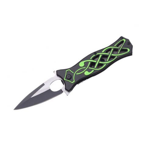 Fantasy Tattoo Design Action Assist Folding Knife 4.5" Closed