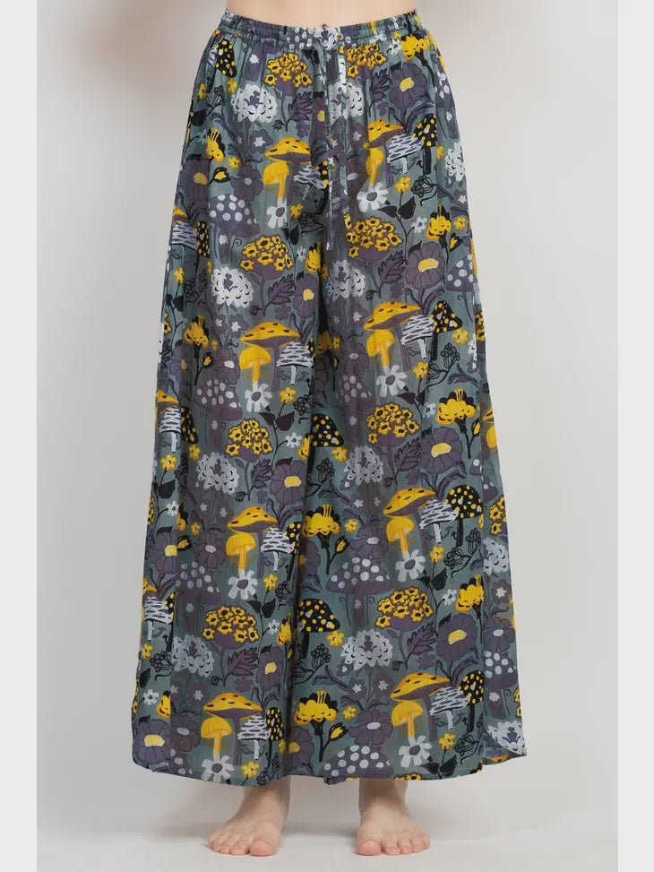 Mushroom Print Wide Leg Pants