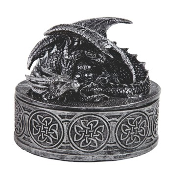 GSC - Silver Dragon Round Trinket Box 71928