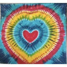 Rainbow Heart Tie Dye Tapestry 58x58