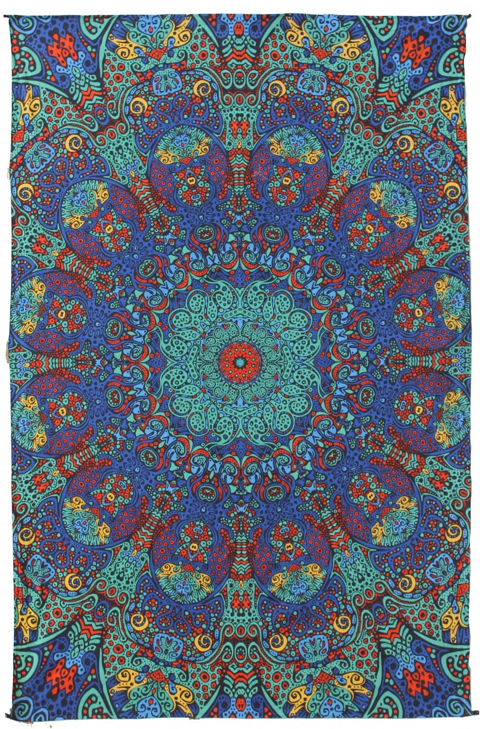 3D Blue Sunburst Tapestry