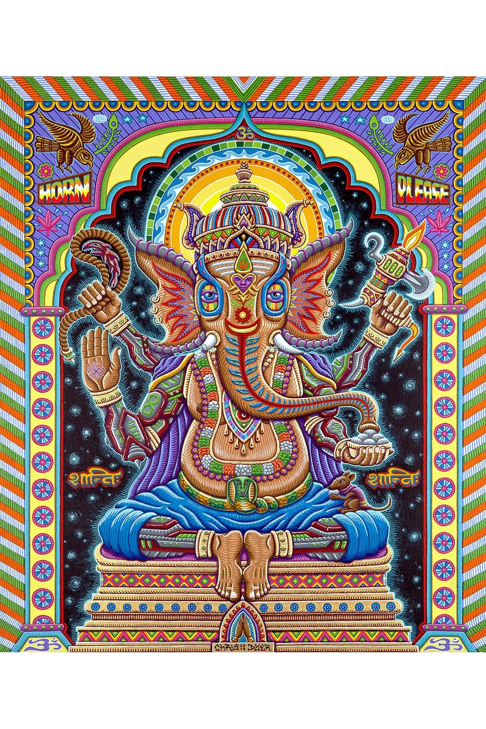 Jai Ganesha Heady Art Print Tapestry 58x71