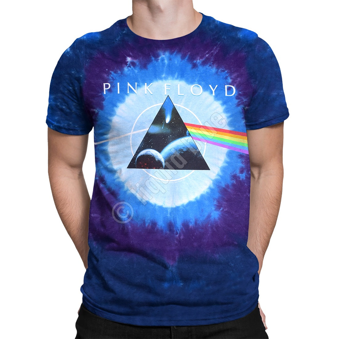 Liquid Blue - PINK FLOYD Dark Side Galaxy Tie-Dye T-Shirt