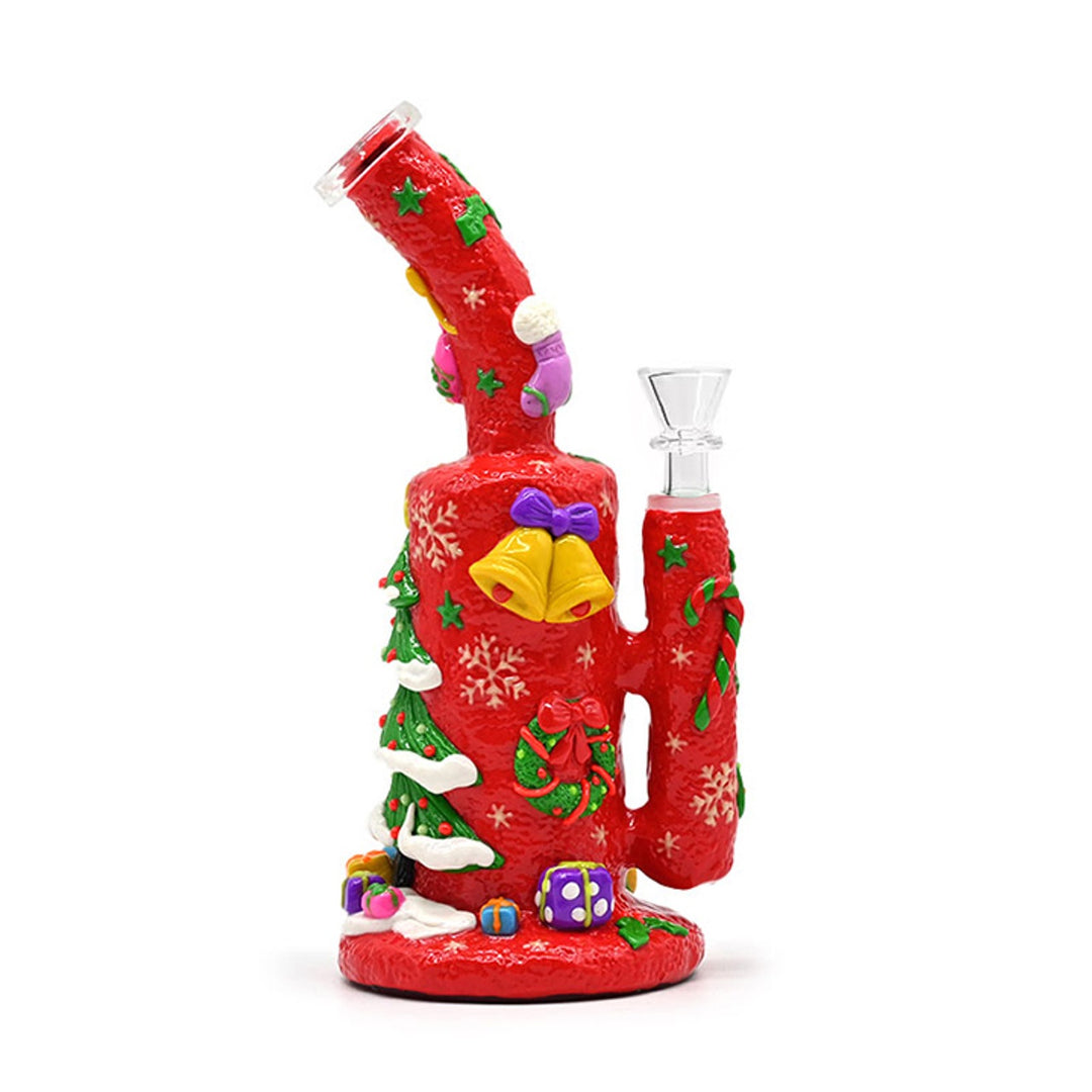 9.5" Christmas Tree Water Pipe w/Glow in the Dark Accents