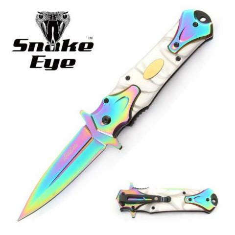 Snake Eye Tactical Stiletto Style Spring Assist Knife 4.75" Closed