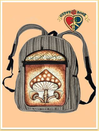 Gypsy - Triple Shroom Delight Hand Embroidered Gheri Backpack
