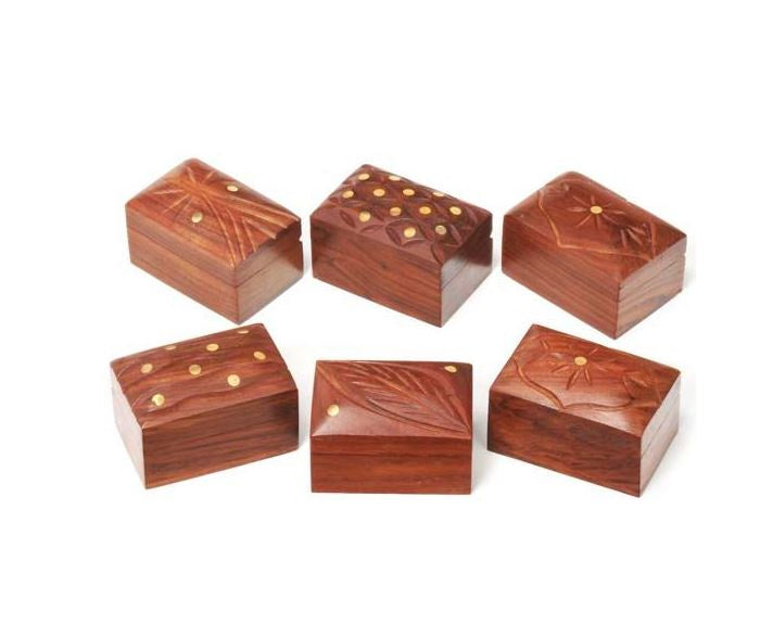 RExpo - Carved Wood Box w/Brass Inlay WBX310