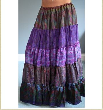 India Arts - Vintage Sari Fabric Panel Skirt