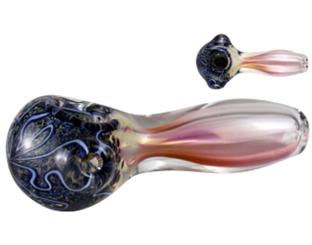 4" Glass Pipe - Gold Fumed Lazy River