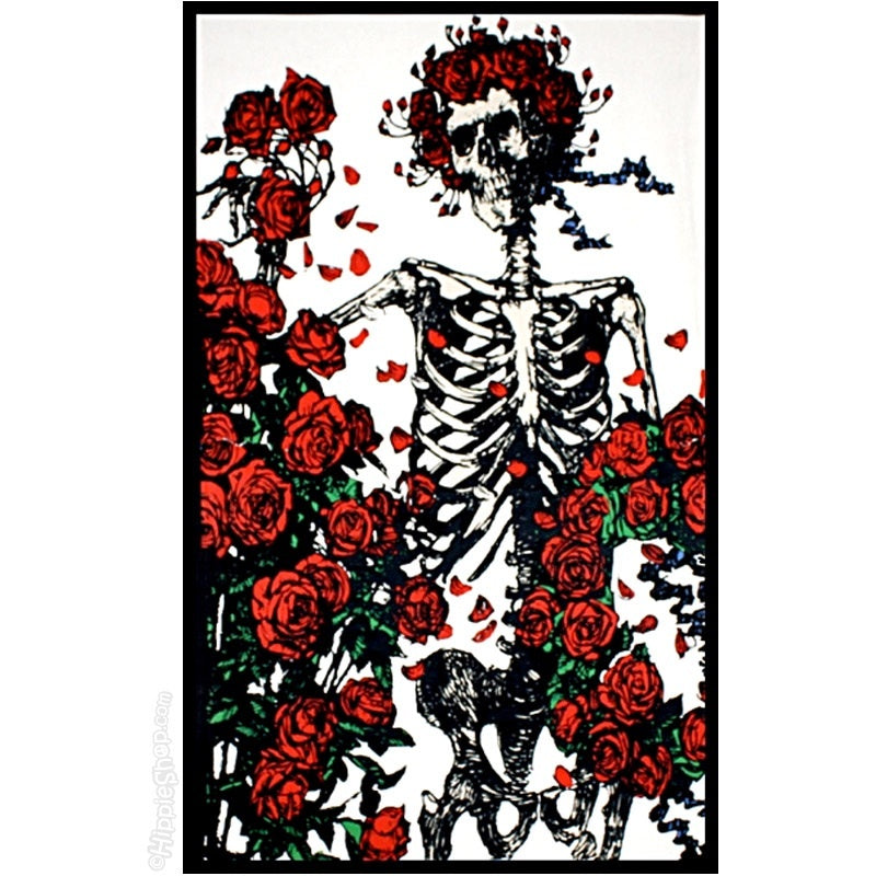 3D Grateful Dead Skeleton Roses Tapestry 60x90