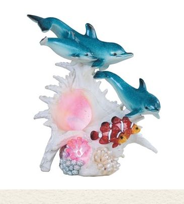 GSC - LED Dolphin with Clownfish Statue 90170
