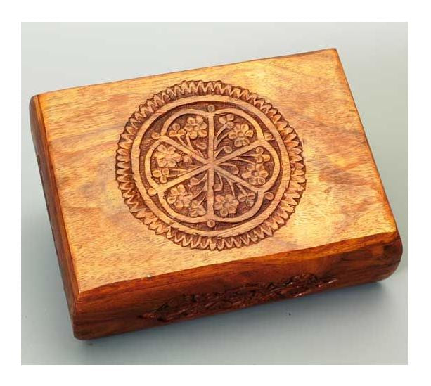 RExpo - Carved Flowers Top Wood Box WBX65