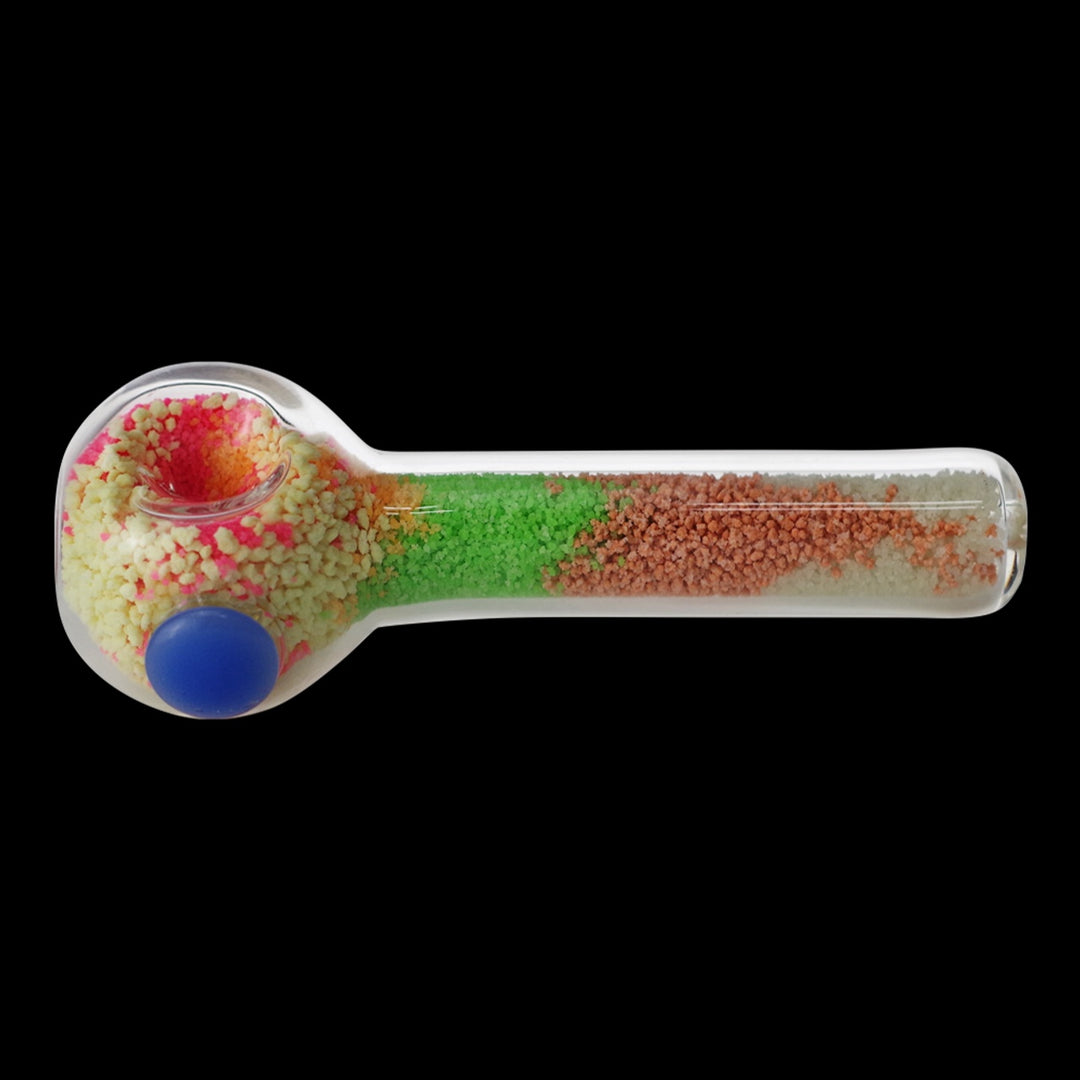 4.3" Glass Hand Pipe w/Luminous Sand