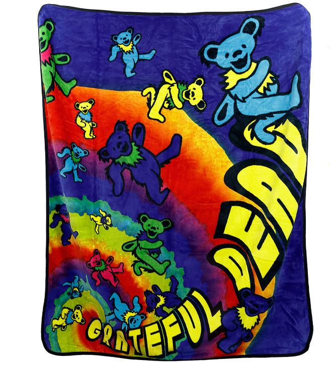 Grateful Dead - Dancing Bear Spiral Tie Dye Fleece Blanket