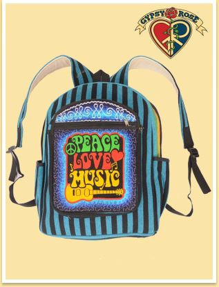 Gypsy - Peace Love Music Hand Embroidered Backpack