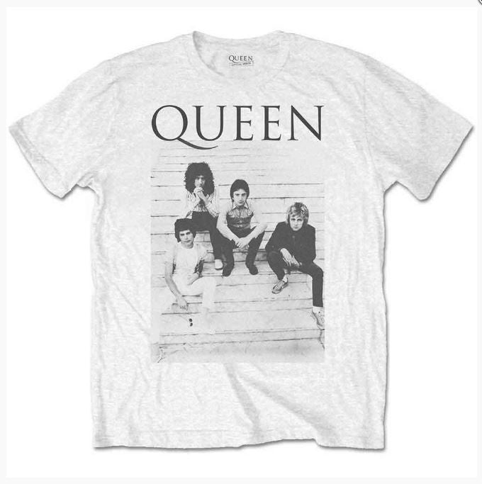 Rock Off - Queen 'Stairs' White Unisex T-Shirt