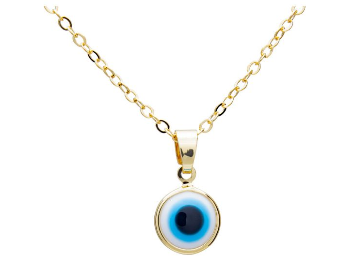 Evil Eye Protection Necklace - White Evil Eye Gold