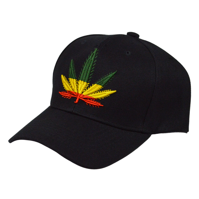 Rasta Leaf Black Snapback Hat