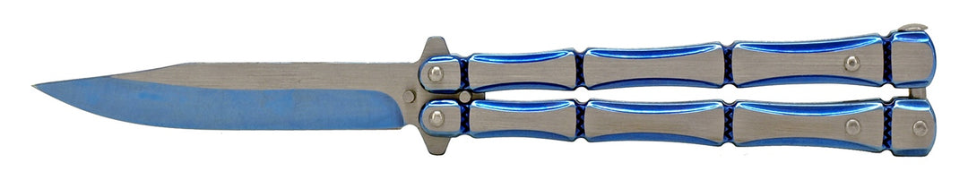 5" Bonesman Stainless Steel Butterfly Folding Pocket Knife - Blue