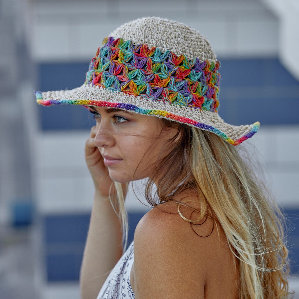 Jayli - Hemp Crochet Rainbow Hat