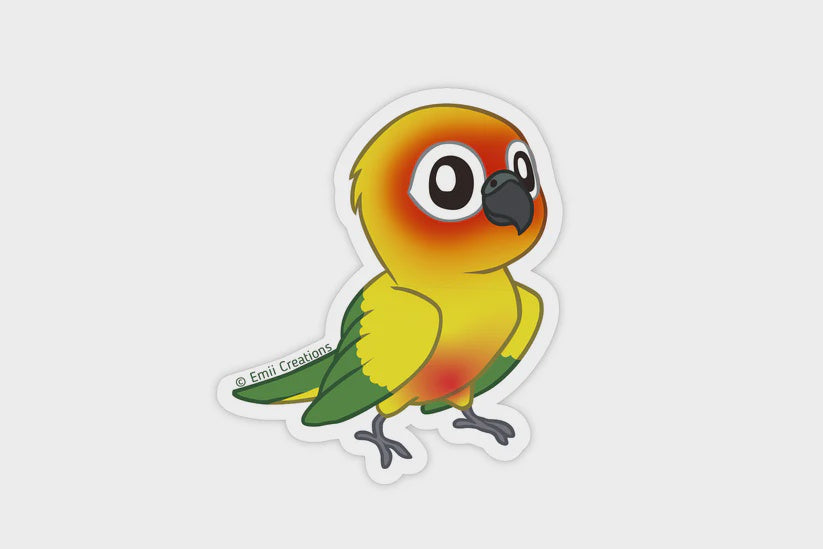 Cute Small Bird Conure Sun Stickers
