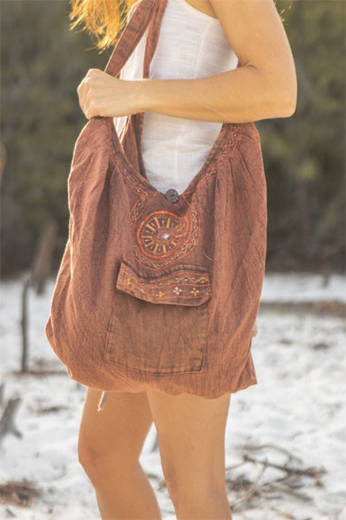 Light Brown Stonewash Oversize Hobo Bag