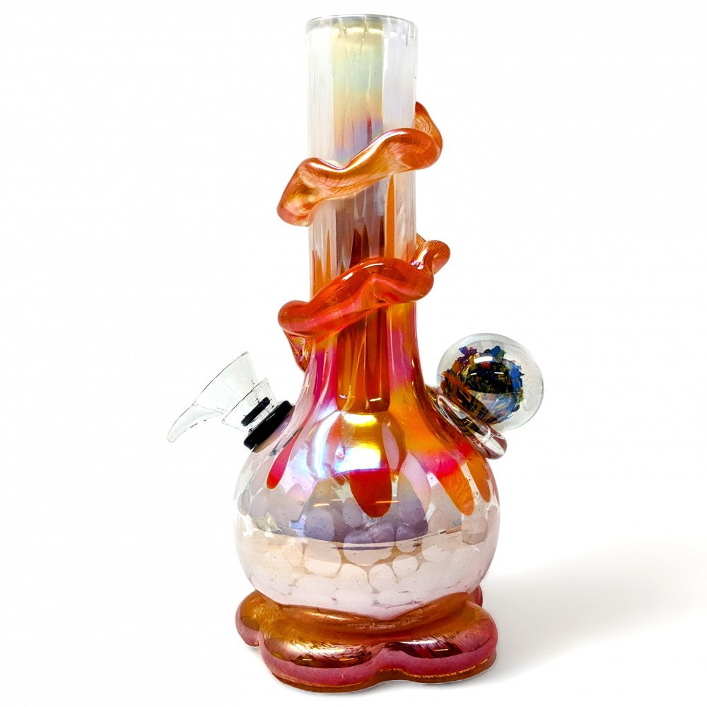 Skygate - 8" Clown w/Flower Base & Ruffle Wrap Soft Glass Water Pipe