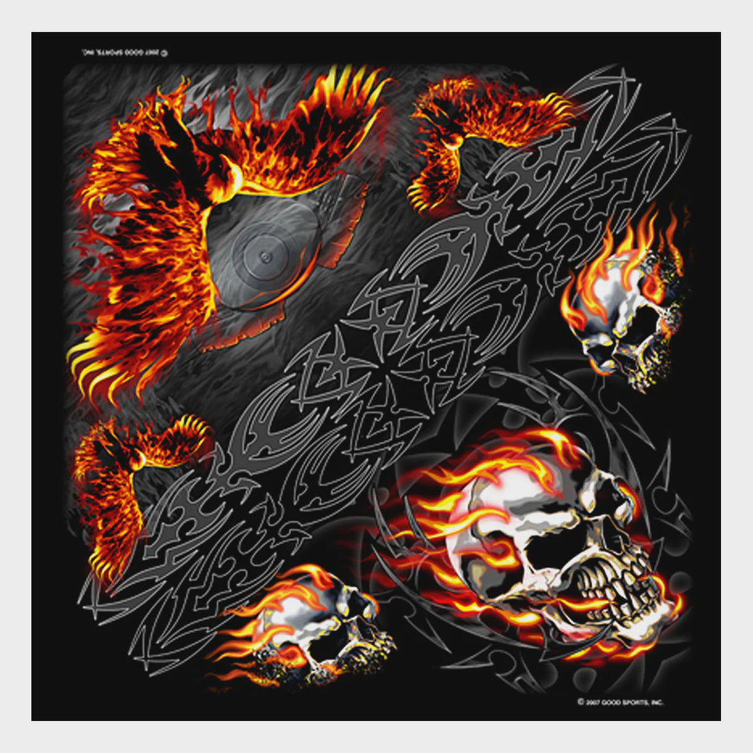 Hot Leathers - Burning Skull And Eagle Bandana