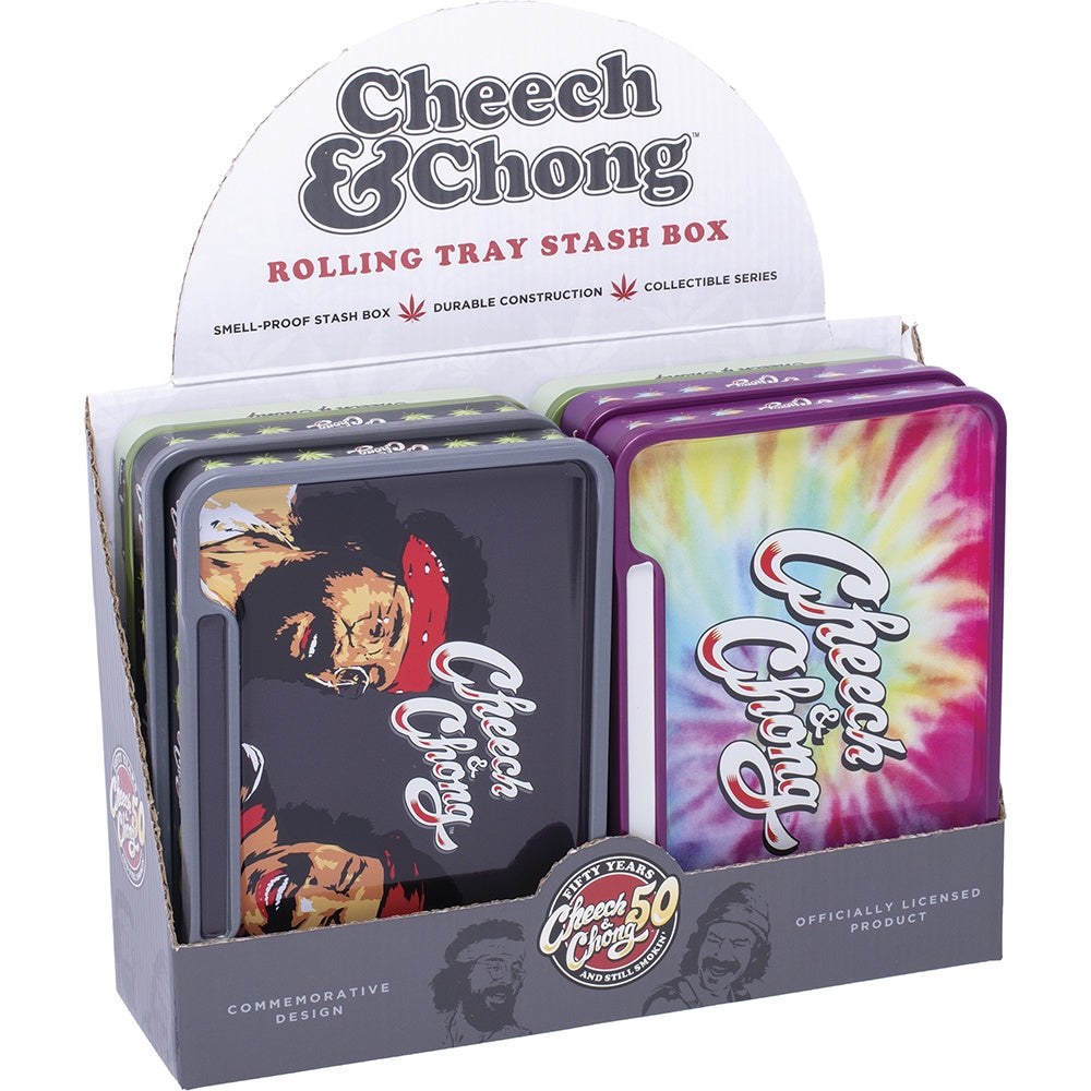 8" Tin Stash Box & Rolling Tray - Cheech & Chong