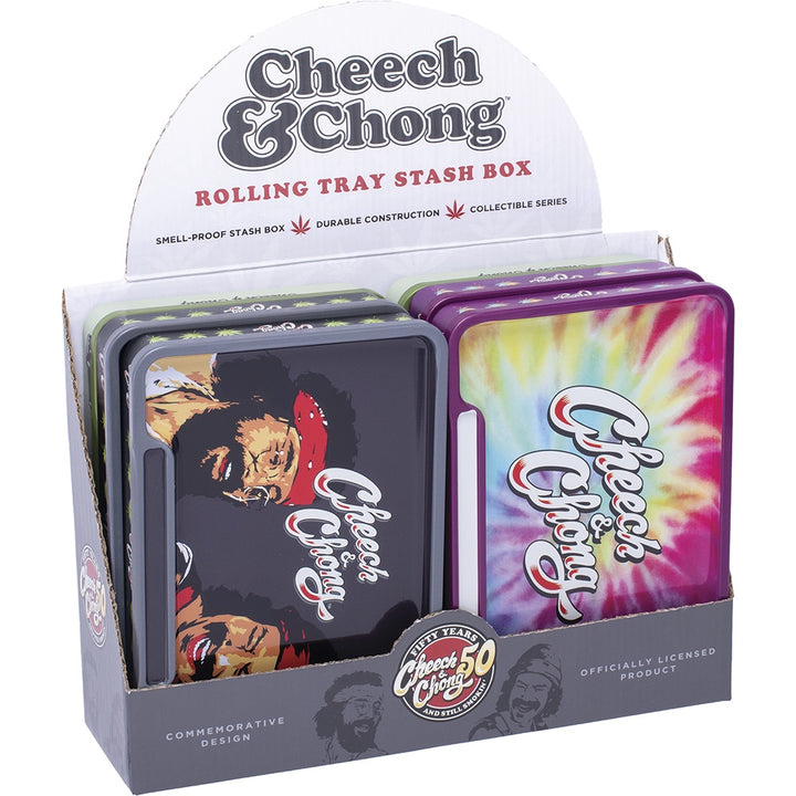 8" Tin Stash Box & Rolling Tray - Cheech & Chong