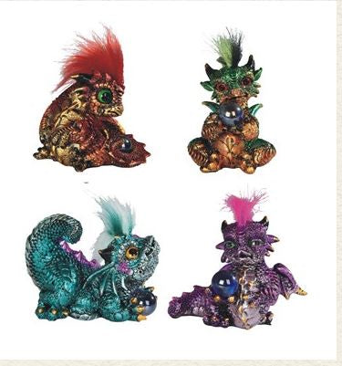 1 Count Baby Dragon w/Hair & Crystal Ball Statue