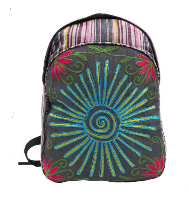 Lakhay's - Sun Embroidery Boho Backpack