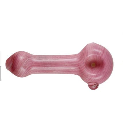 Skeye - 5" Milky Pink Lines w/Nub Glass Spoon