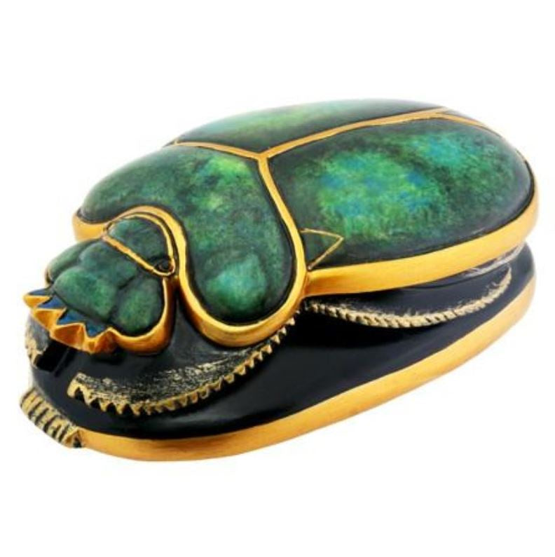 Pacific - Green & Gold Scarab Statue Y7282