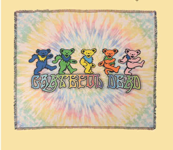 Gypsy - Grateful Dead "Dancing Bear" Tie Dye Woven Blanket