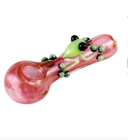 Skeye - 5" Heavy Pink Fuming w/Frog Glass Pipe