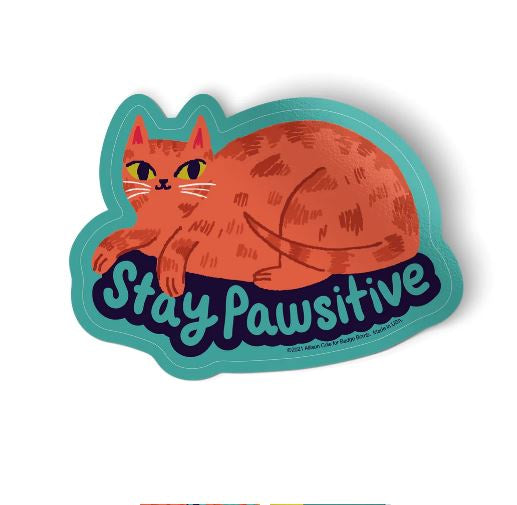 Badge Bomb - Stay Pawsitive Cat Sticker