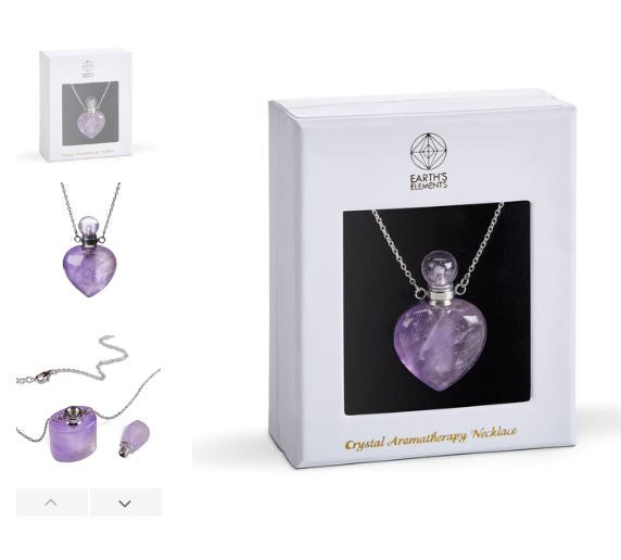 Earths Elements - Crystal Aromatherapy Necklace Amethyst Heart