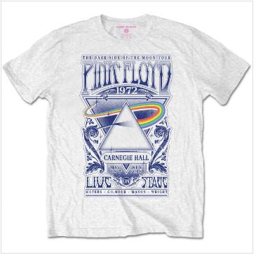 Rock Off - Pink Floyd 'Carnegie Hall Poster' Unisex White T-Shirt
