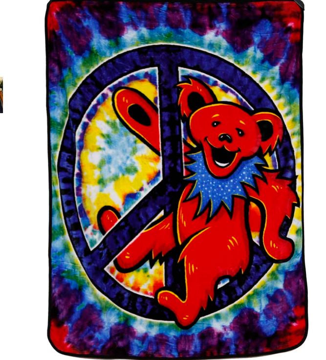 Grateful Dead - Peace Bear Tie Dye Fleece Blanket