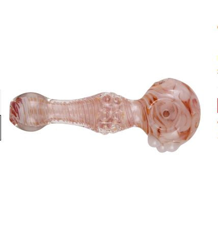 Skeye - 5" Flower Swirl w/Pink Fuming & Nubs Glass Spoon