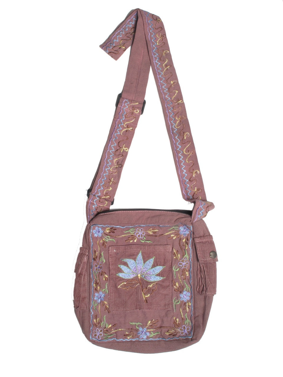 Blue Sky - Lotus Embroidered Handbag