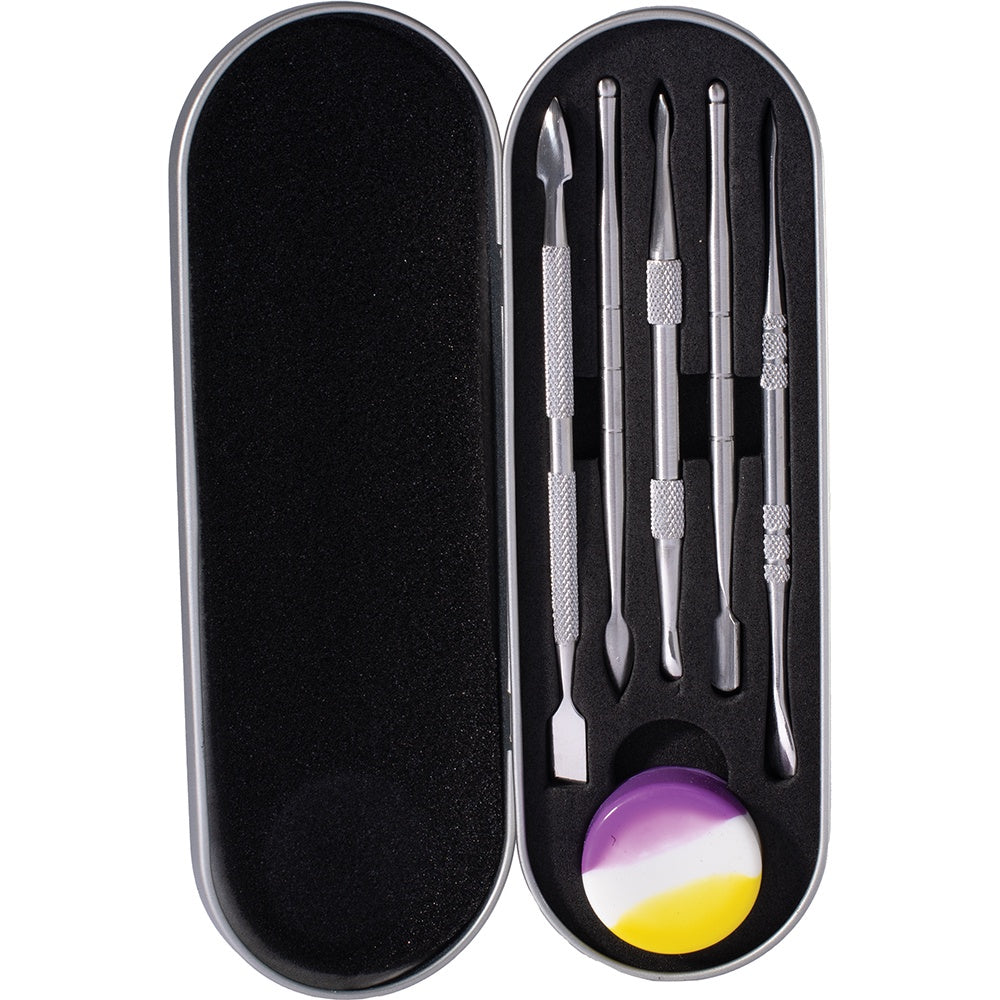 Stainless Steel Dabbers Set with Silicone & Tin