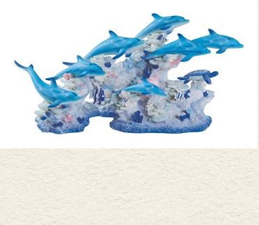 GSC - Blue Dolphins on Coral w/Blue Sea Turtle Statue