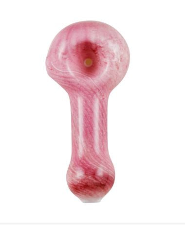Skeye - 4" Milky Pink Lines w/Nub Glass Spoon