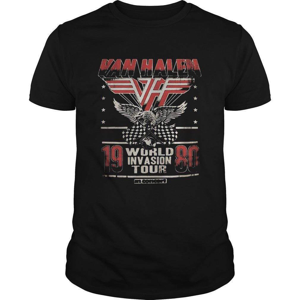 Van Halen Unisex T-Shirt - Invasion Tour '80 (Black)