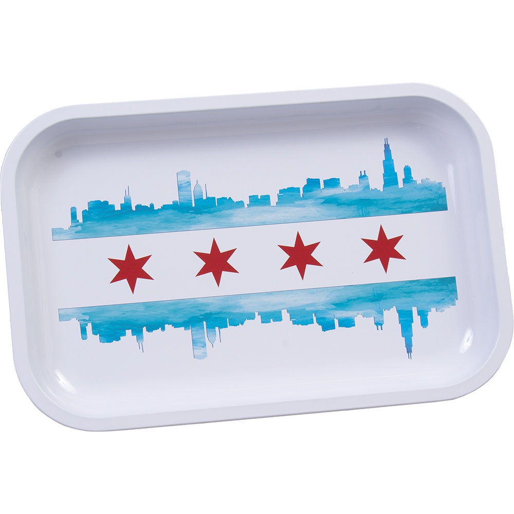 Small Chicago Flag Rolling Tray - FRT17