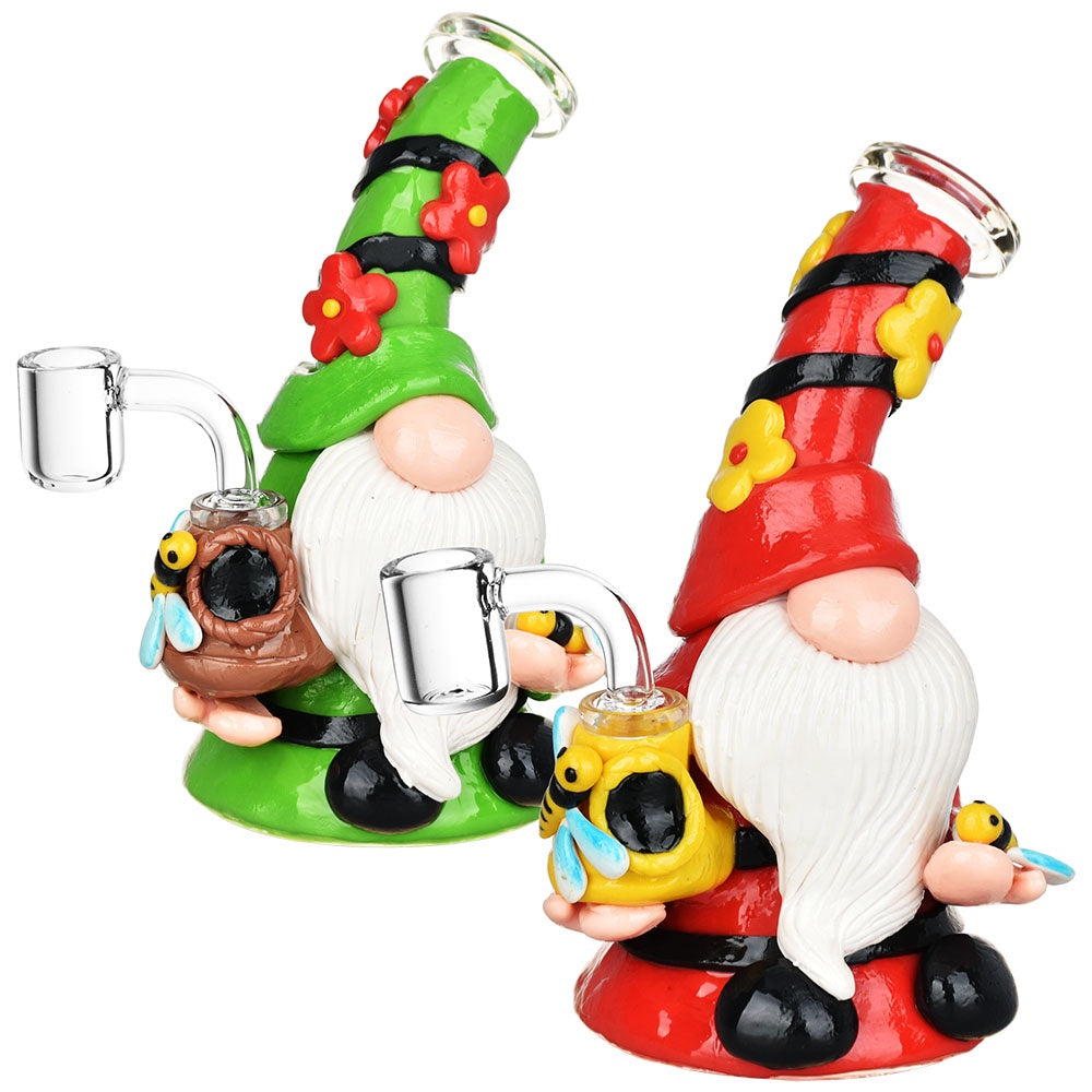 Flower Gnome Glass & Enamel Dab Rig 7"